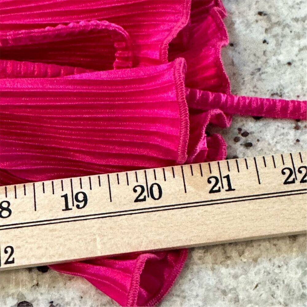 Women's Pink Pleated Tie-Front Blouse V-Neck Long Sleeve Size M button front. - Picture 7 of 11